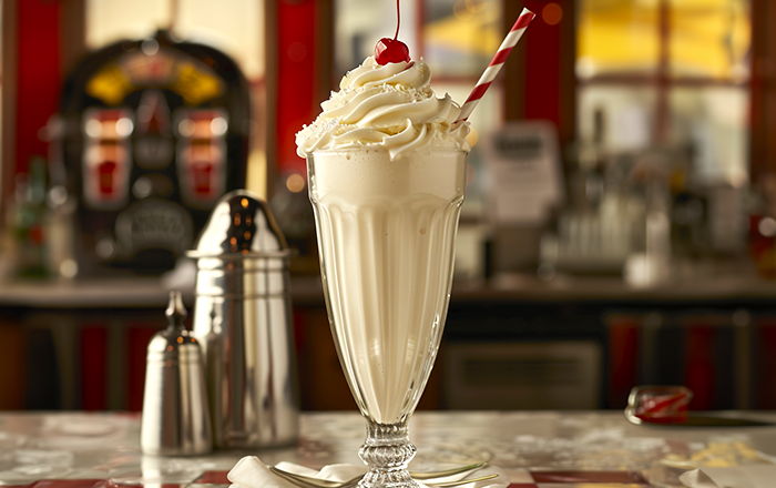 Cafe 50's milkshakes and menu items