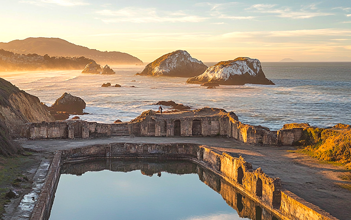 Sutro Baths scenic ruins overlooking the Pacific Ocean