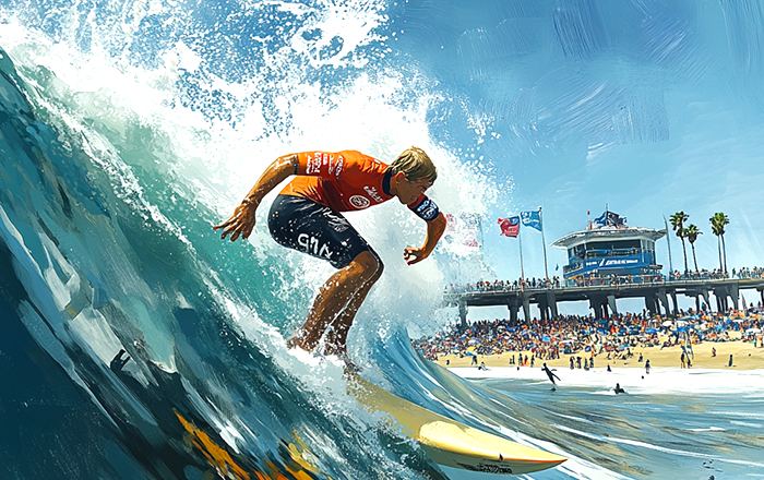 Huntington Beach pier and coastline view