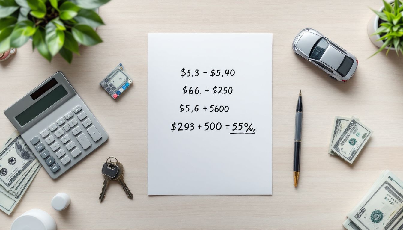 リース料シミュレーションに使う電卓・お金・車のキー