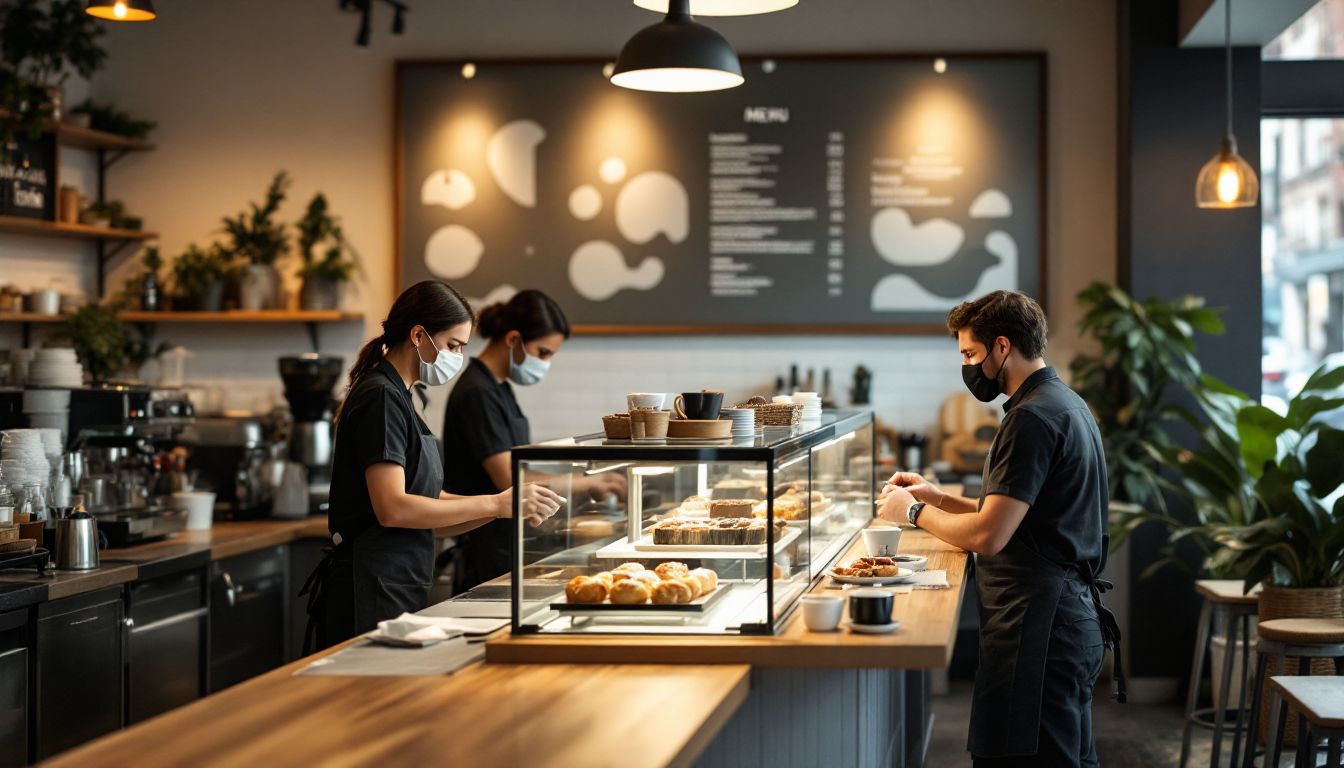 アメリカの近代的なカフェ店内