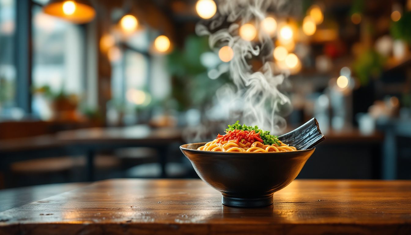 店で提供される一杯のラーメン