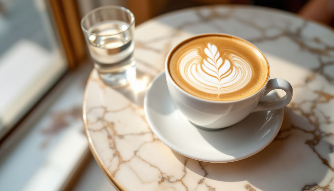 ラテアートのカフェラテ