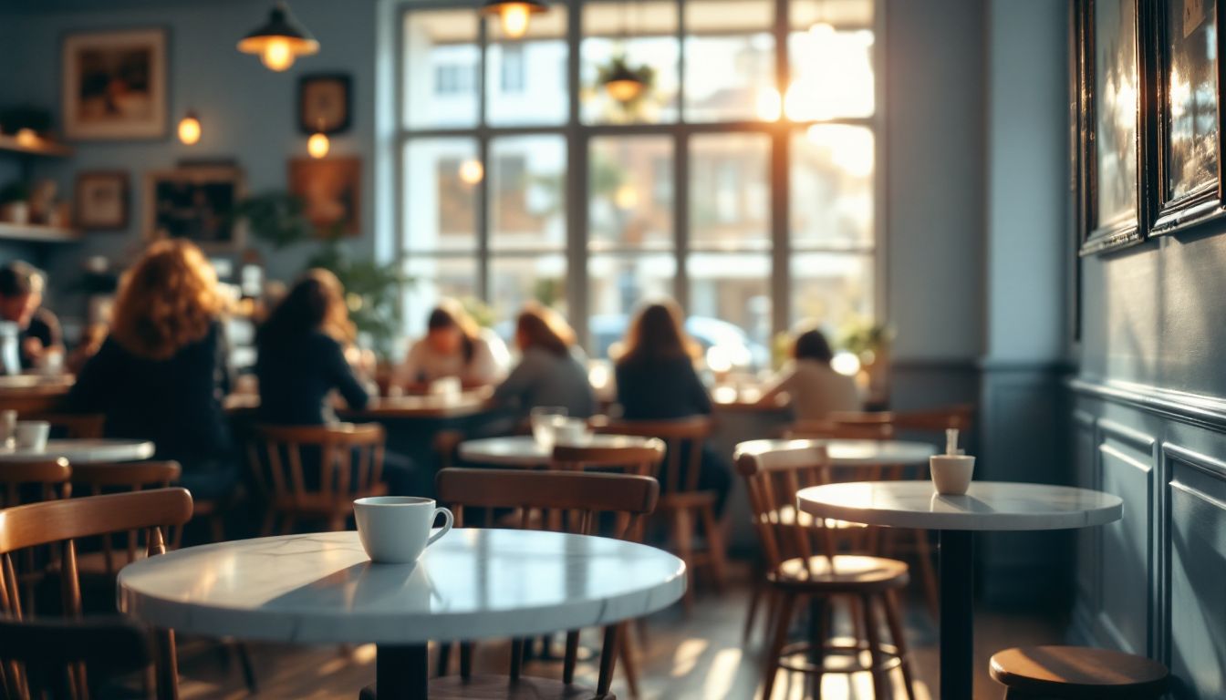 落ち着いたカフェの店内