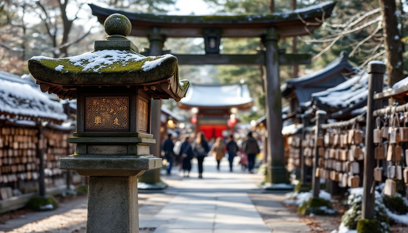 正月に参拝者が集まる日本の神社