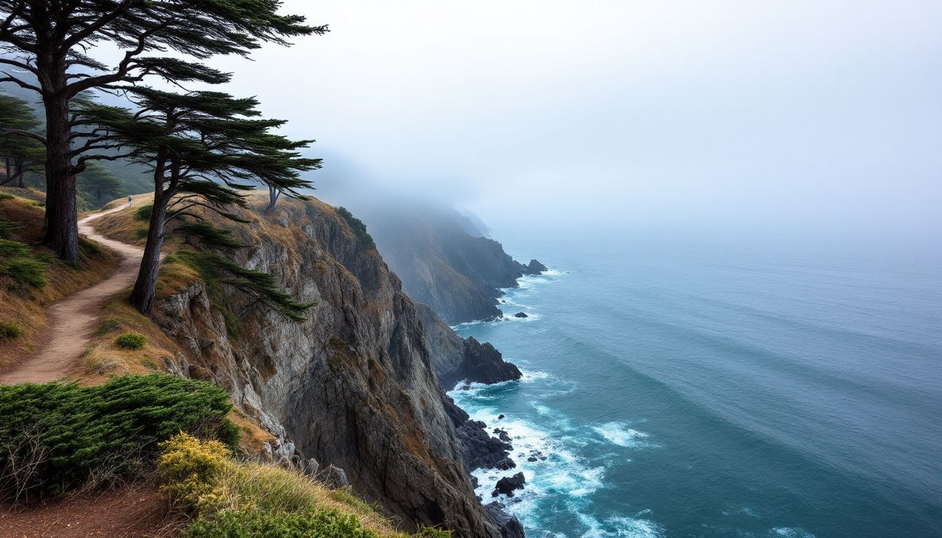 Lands End Coastal Trailから望むゴールデンゲート海峡の海岸線