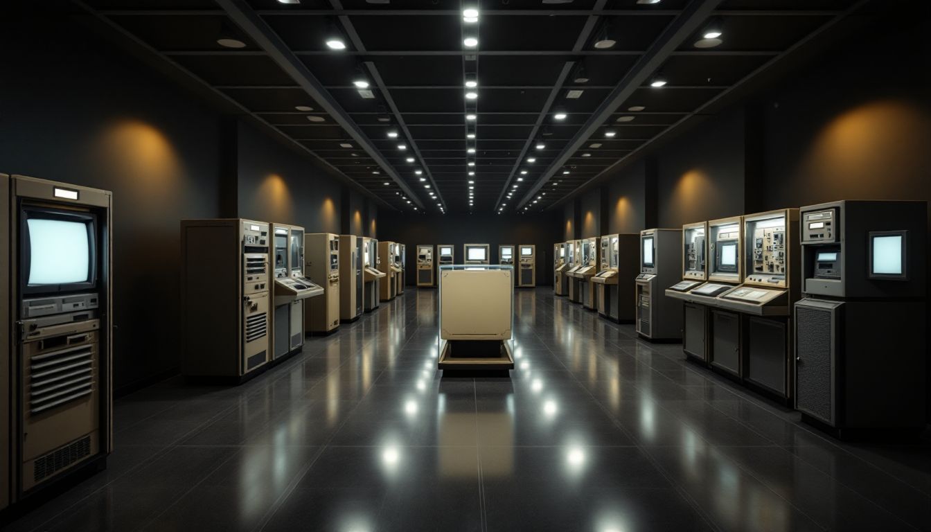 ヴィンテージコンピューターが並ぶ展示ギャラリー