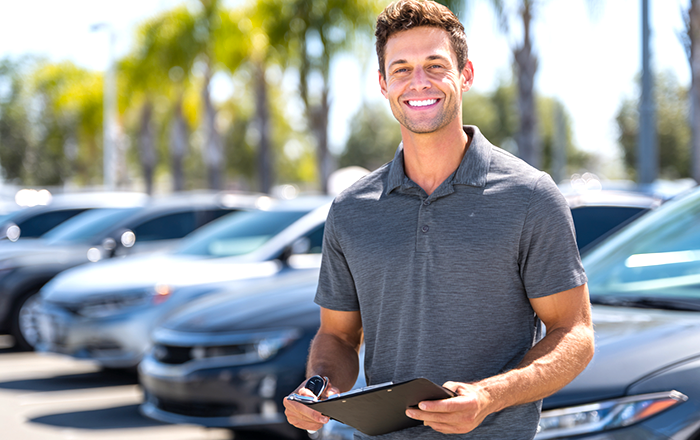 カリフォルニアの中古車販売店のスタッフをイメージした画像